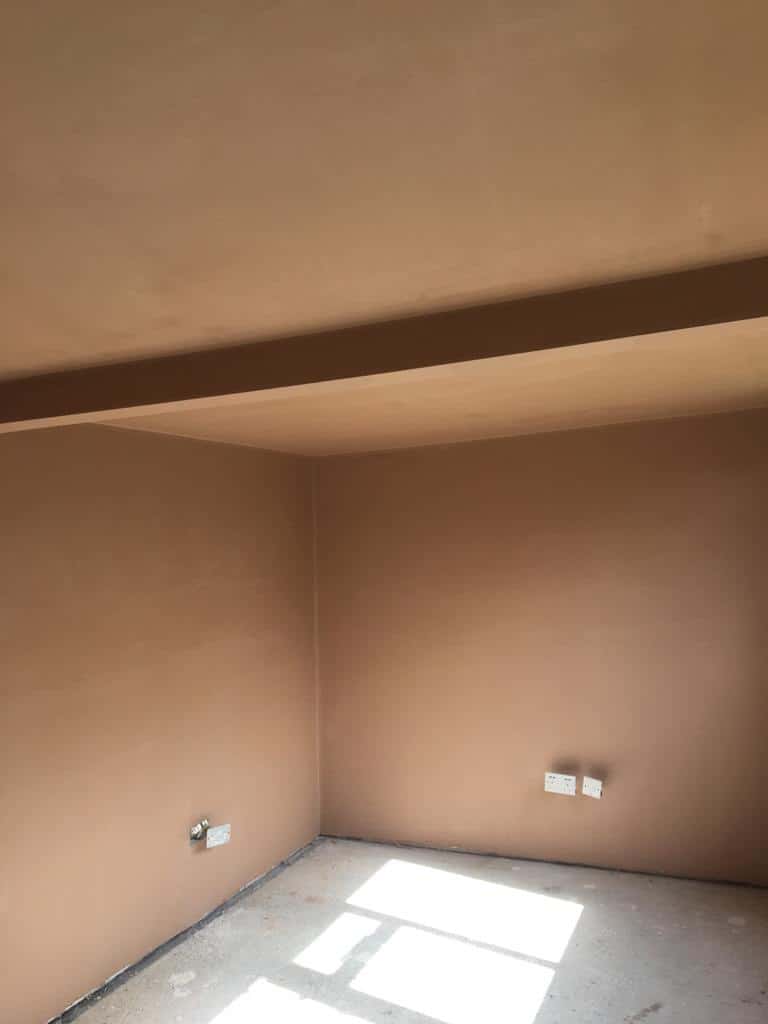 Freshly plastered room, the plaster still drying