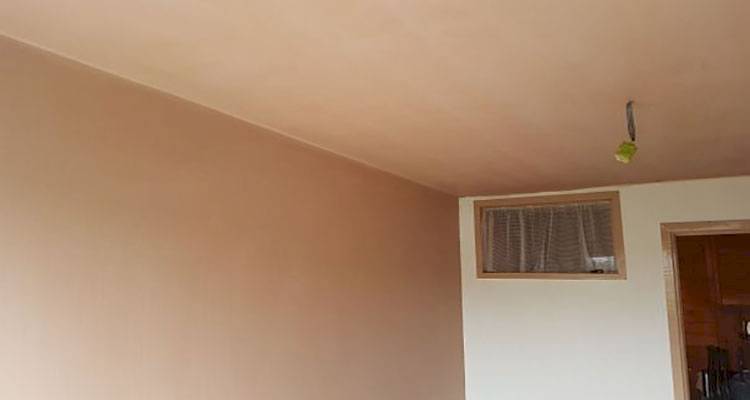 Newly plastered ceiling and walls