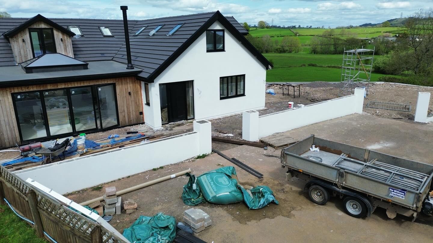 Rendered garden walls and bungalow, work nearly done